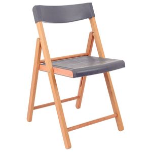 Silla Tramontina Potenza Plegable de Madera en Madera de Itaúba Acabado Natural con Asiento y Respaldo de Polipropileno Grafito