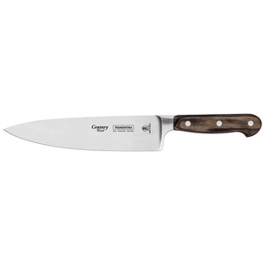 Cuchillo Chef Tramontina Century Wood con Lámina de Acero Inoxidable y Mango de Madera Tratada Castaño 8"