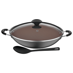 Wok Tramontina Vermont en Aluminio con Revestimiento Interno Cobre Antiadherente Starflon Max con Asas Baquelita y Tapa Grafito 32 cm 4,5 L