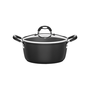 Cacerola Tramontina Mônaco Induction en Aluminio con Revestimiento Interno y Externo Antiadherente Starflon Premium Negro y Tapa de Vidrio 20 cm 2,6 L