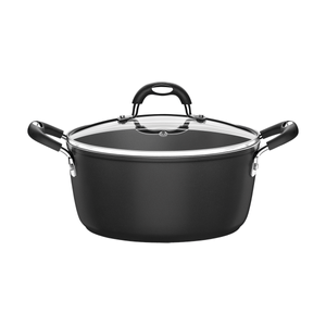 Cacerola Tramontina Mônaco Induction en Aluminio con Revestimiento Interno y Externo Antiadherente Starflon Premium Negro con Tapa Vidrio 24 cm 4,5 L