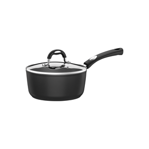 Olla Tramontina Mônaco Induction en Aluminio con Revestimiento Interno y Externo Antiadherente Starflon Premium Negro con Tapa de Vidrio 18 cm 2 L