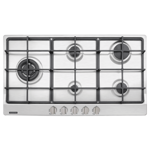 Cooktop gas Tramontina en acero inoxidable con 5 quemadores y rejillas de hierro fundido