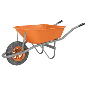 Carretilla de Mano Tramontina con Caja Honda Plástica Naranja 55 L, Brazo Metálico e Llanta Maciza