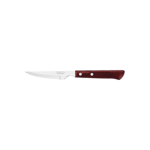 Cuchillo para Asado Tramontina con Lámina de Acero Inoxidable y Mango de Madera Tratada Polywood Rojo 4"