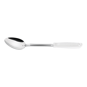 Cuchara para Servir Tramontina Utilità en Acero Inoxidable con Mango de Polipropileno Blanco