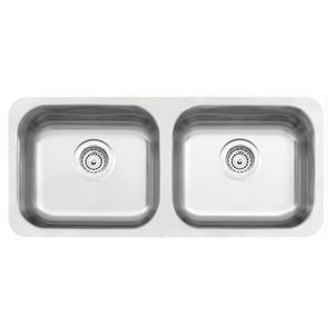 Cubeta Bajo Poner Tramontina Isis Plus 2C 40 BL en acero inoxidable cepillado 89x39 cm