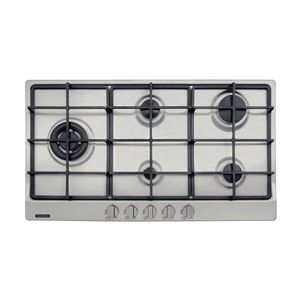 Cooktop gas Tramontina en acero inoxidable con 5 quemadores y rejillas de hierro fundido