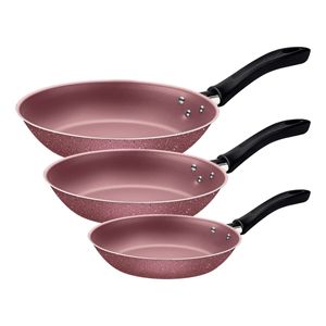 Juego de Sartenes Tramontina Linz en Aluminio con Revestimiento Interno y Externo Antiadherente Starflon Max Rosa 03 Piezas