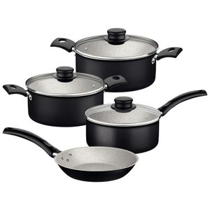 Batería de Cocina Tramontina Turim en Aluminio con Revestimiento Interno y Externo de Antiadherente Starflon Max Negro 07 Piezas