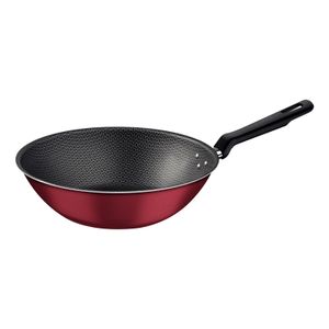 Wok Tramontina Loreto en Aluminio con Revestimiento Interno y Externo Antiadherente Starflon Max Rojo 28 cm 3,6 L
