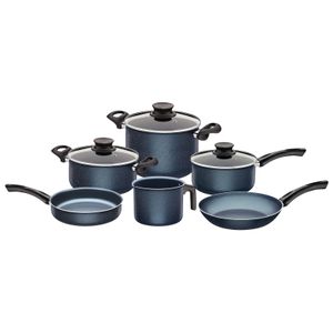 Batería de Cocina Tramontina Paris en Aluminio con Revestimiento Interno y Externo Starflon Max Azul 09 Piezas
