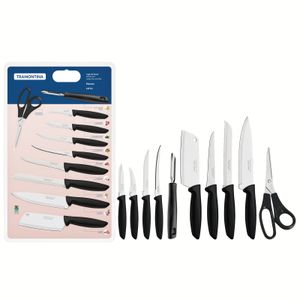 Juego de Cuchillos Tramontina Plenus con Láminas de Acero Inoxidable y Mangos de Polipropileno Negro 10 Piezas