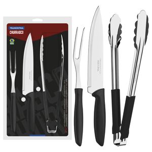 Juego para Asado Tramontina Plenus con Láminas de Acero Inoxidable y Mangos de Polipropileno Marrón 3 Piezas