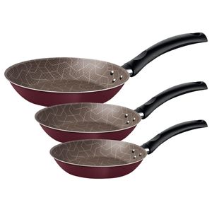 Juego de Sartenes Tramontina Turim en Aluminio con Revestimiento Interno y Externo Antiadherente Starflon Max Rojo 3 Piezas