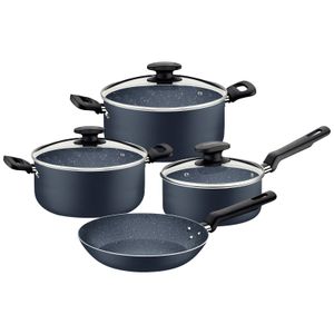Batería de cocina Tramontina en aluminio con revestimiento interno y externo con antiadherente Starflon Max Azul 7 piezas