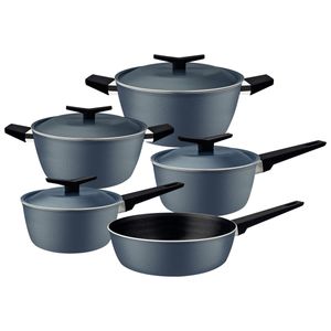 Batería de Cocina Tramontina Spezia en Aluminio con Revestimiento Interno y Externo en Antiadherente Starflon Excellent Azul Ardosia 5 Piezas