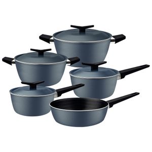 Batería de Cocina Tramontina Spezia en Aluminio con Revestimiento Interno y Externo en Antiadherente Starflon Excellent Azul Ardosia 5 Piezas
