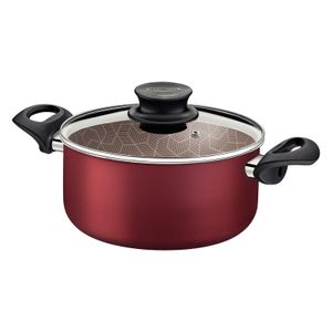 Cacerola Tramontina Paris en Aluminio con Revestimiento Interno y Externo Antiadherente Starflon Max Rojo con Tapa de Vidrio 28 cm 8 L