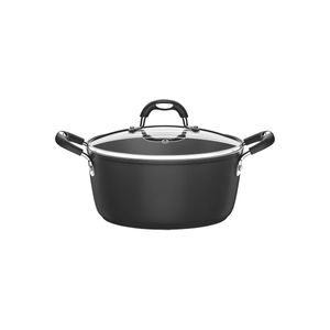 Cacerola Tramontina Mônaco Induction en Aluminio con Revestimiento Interno y Externo Antiadherente Starflon Premium Negro y Tapa de Vidrio 20 cm 2,6 L