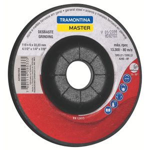 Disco de desbaste en acero y metales ferrosos en general 4.1/2" Tramontina MASTER