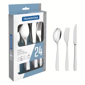 Juego de cubiertos de 24 piezas Tramontina Cosmos de acero inoxidable con cuchillos para asado