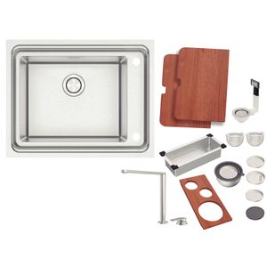 Fregadero de Empotrar Tramontina Design Collection Workstation Quadrum Deep 50 en Acero Inoxidable con Accesorios
