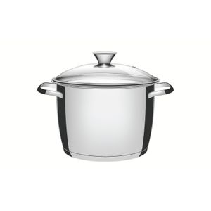 Olla Allegra de acero inoxidable con fondo triple y tapa de vidrio de 22 cm  y 5,5 L Tramontina