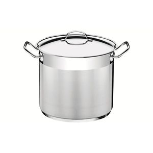 Olla alta Tramontina Professional de acero inoxidable fondo triple con tapa y asas 28 cm 15,7 L
