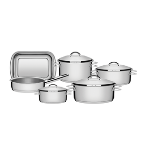 Batería de cocina Tramontina Solar de acero inoxidable fondo triple  6 piezas