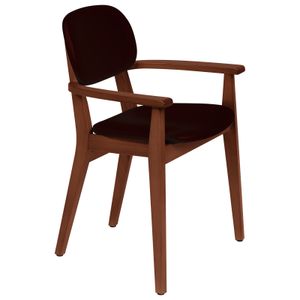 Silla de madera Tramontina London de tauarí almendra con brazos con tapizado color café.