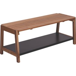 Taburete Multifuncional Verona de Madera de Teca con Barniz Incoloro y Metal Negro Tramontina