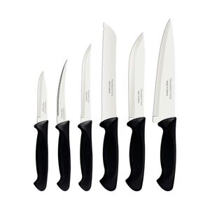 Juego de Cuchillos Tramontina Usual Mangos de Polipropileno Negro 6 Piezas